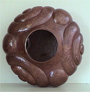 Arts & Crafts Horseshoe Copper Vase Close-Up