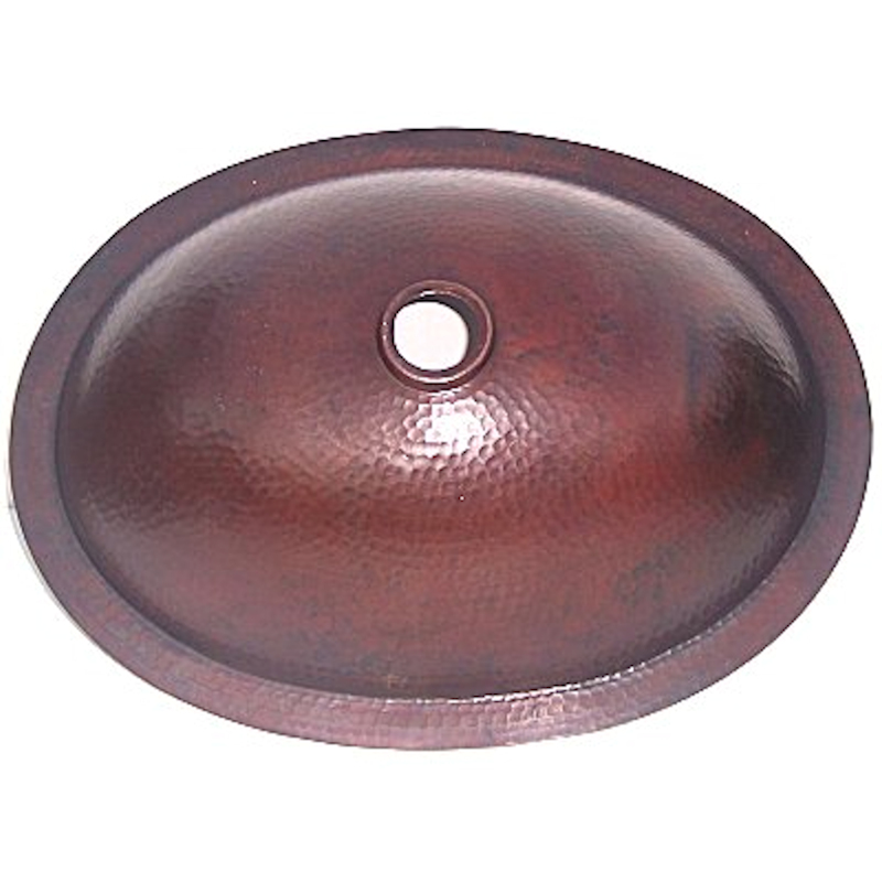 Undermount Hammered Oval Bathroom Copper Sink Details