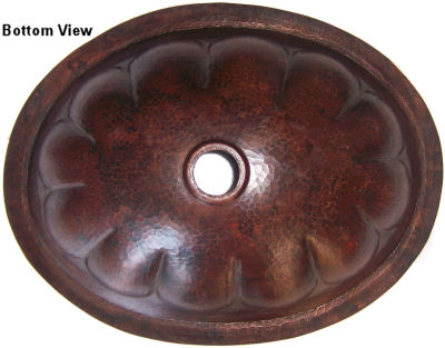 Undermount Hammered Oval Shell Bathroom Copper Sink Details