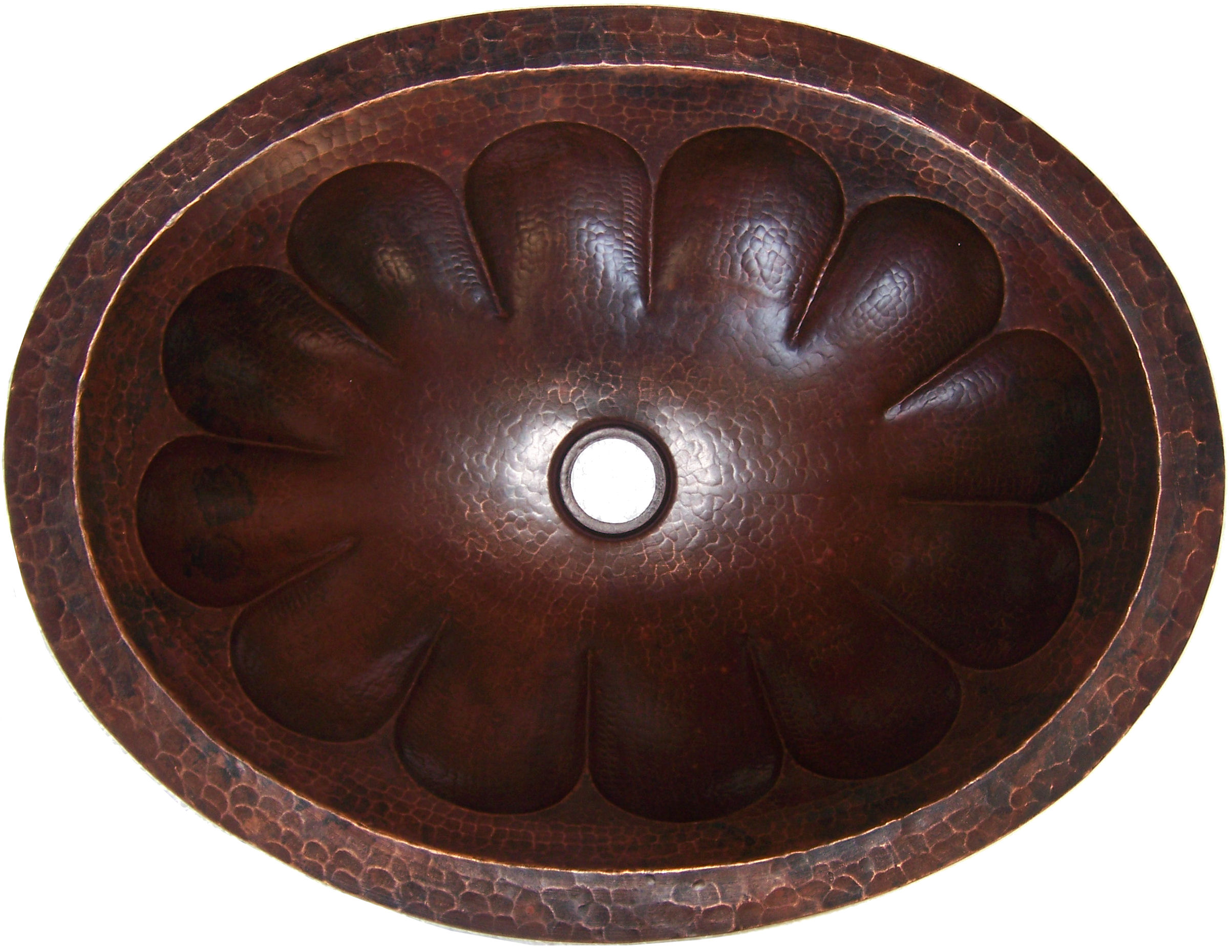 Undermount Hammered Oval Shell Bathroom Copper Sink