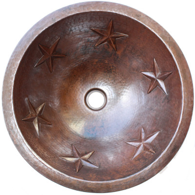 Copper Bathroom Sinks on Round Undermount Stars Bathroom Hammered Copper Sink 190222 55