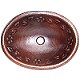 Hammered Oval Flowers Bathroom Copper Sink