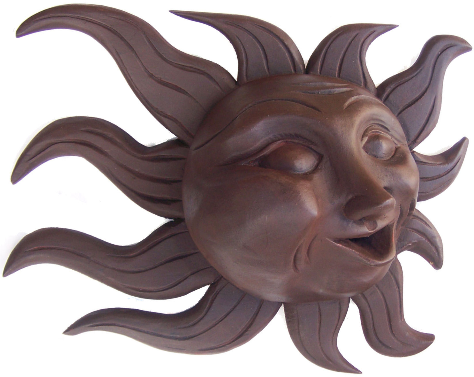 Big Brown Carved Wood Sunface
