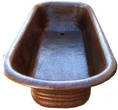 Small Hammered Copper Bath Tub Close-Up