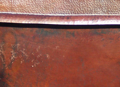 Rounded Hammered Copper Bath Tub Details