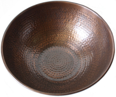 Dark Hammered Copper Bowl Close-Up