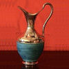 Folk Art Turquoise/Patina Copper Pitcher