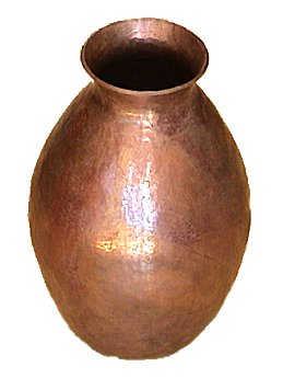 Folk Art Round Copper Vase Close-Up
