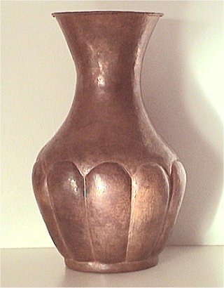 Folk Art Hammered Pronged Copper Vase