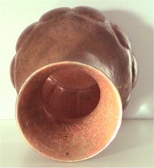 Folk Art Hammered Pronged Copper Vase Close-Up