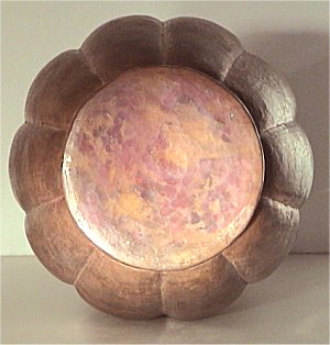 Folk Art Hammered Pronged Copper Vase Details