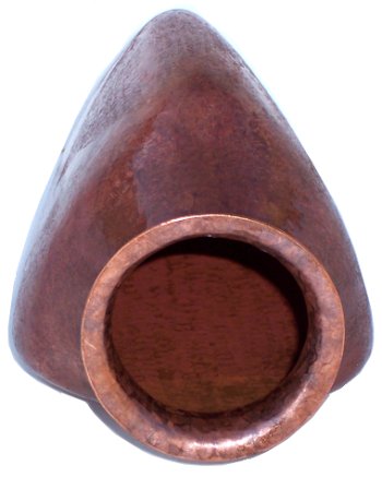 Medium Triangular Hammered Copper Vase Close-Up