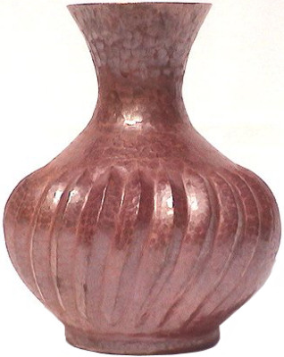 Hammered Twisted-Pronged-Round Copper Vase