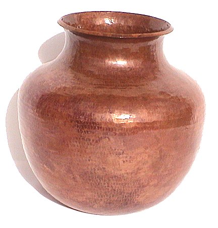 Folk Art Hammered Round Copper Vase