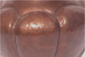 Hammered Arts & Crafts Pumpkin Copper Vase Close-Up