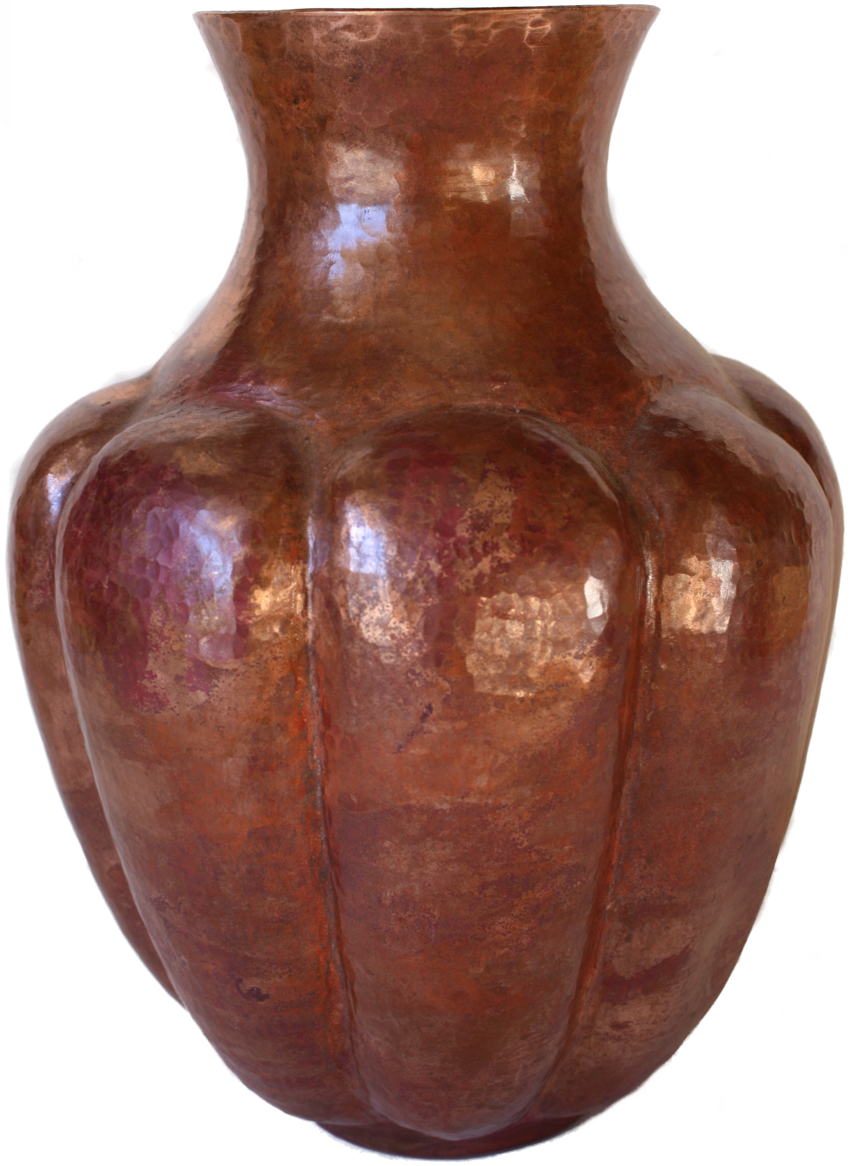 Hammered Arts & Crafts Pumpkin Copper Vase