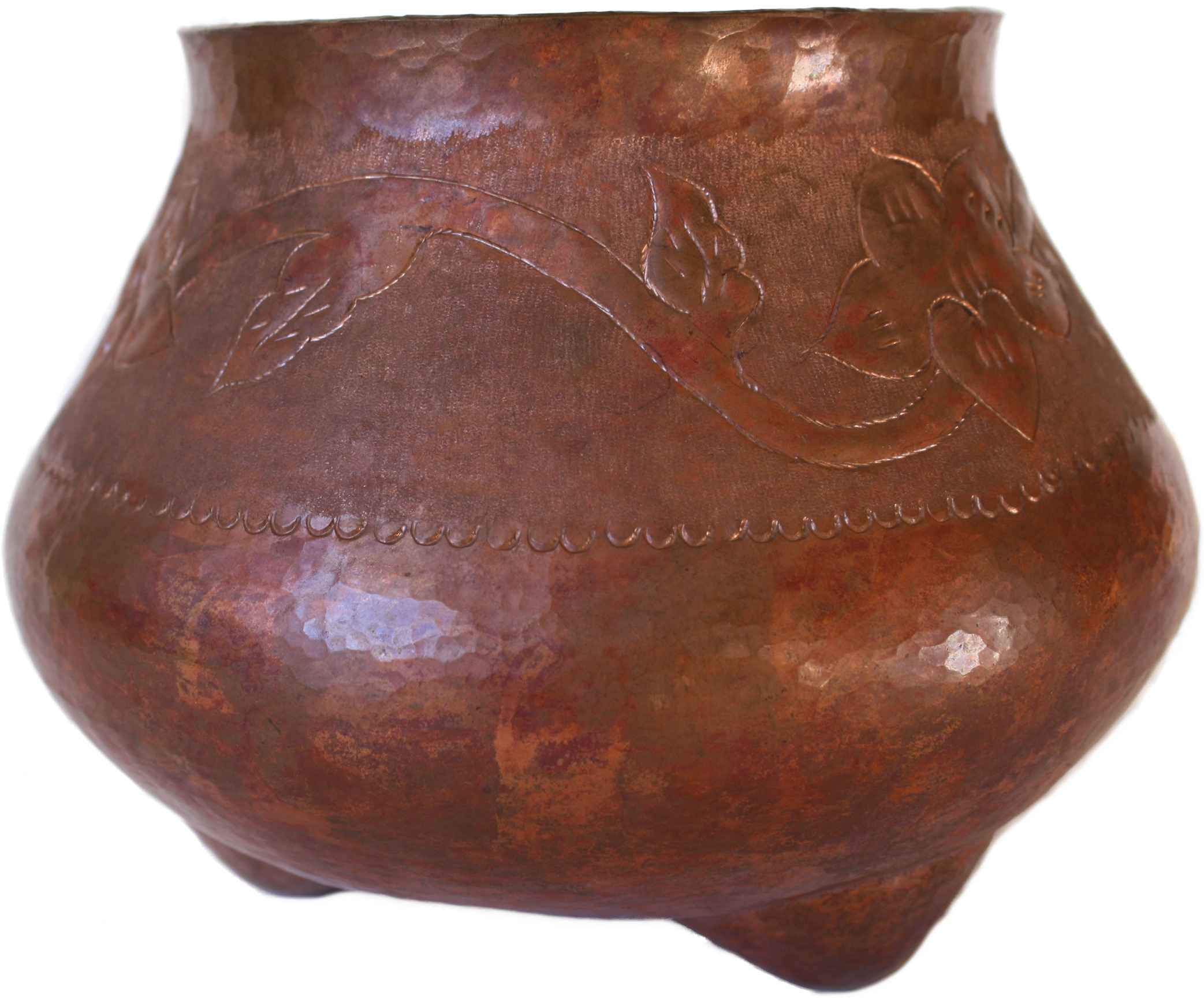 Arts & Crafts Chiseled Hammered Copper Vase