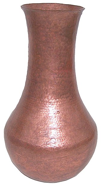 Tall Hammered Copper Vase Close-Up