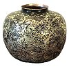 Folk Art Small Neck Round Silver &Copper Vase