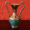 Folk Art Turquoise/Patina Copper Pitcher