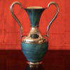 Folk Art Turquoise/Patina Copper Pitcher