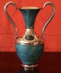 Folk Art Turquoise/Patina Copper Pitcher
