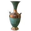 Folk Art Two-Handle Turquoise Big Copper Vase