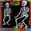 TalaMex Football Players. Day-Of-The-Dead Clay Tile