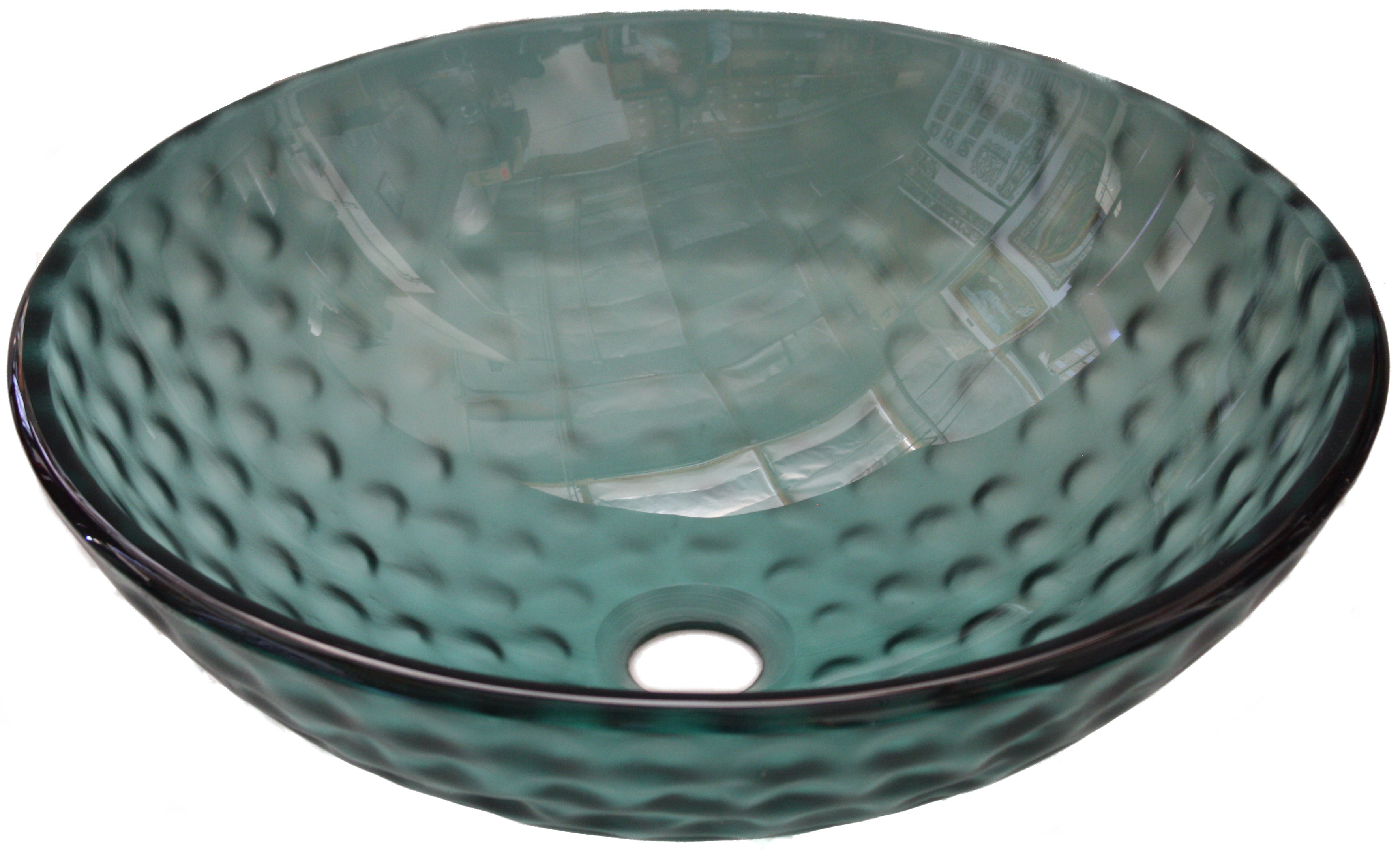 Above Counter Glass Vessel Basin - Clear Green