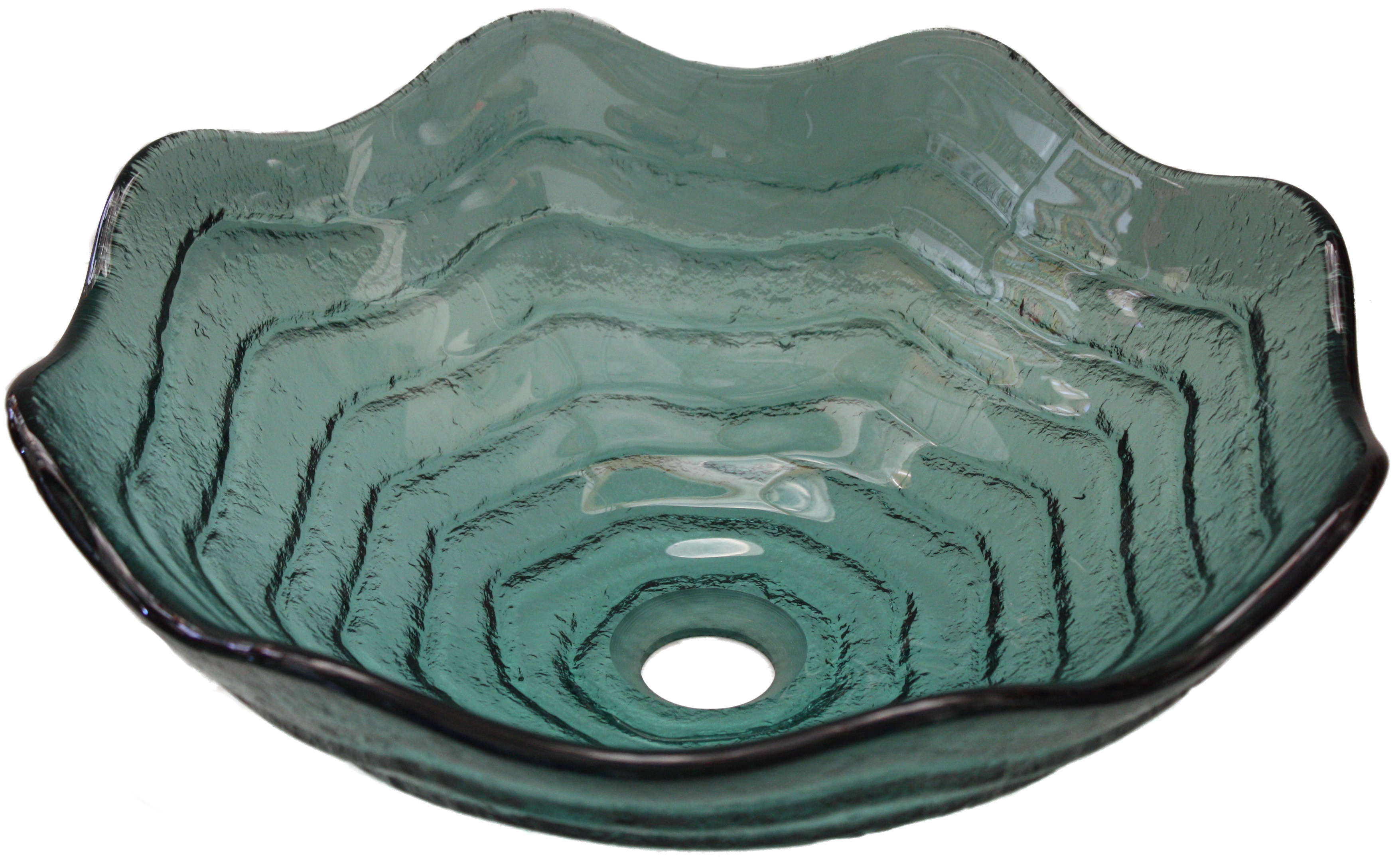 Above Counter Glass Vessel Basin - Clear Scalloped