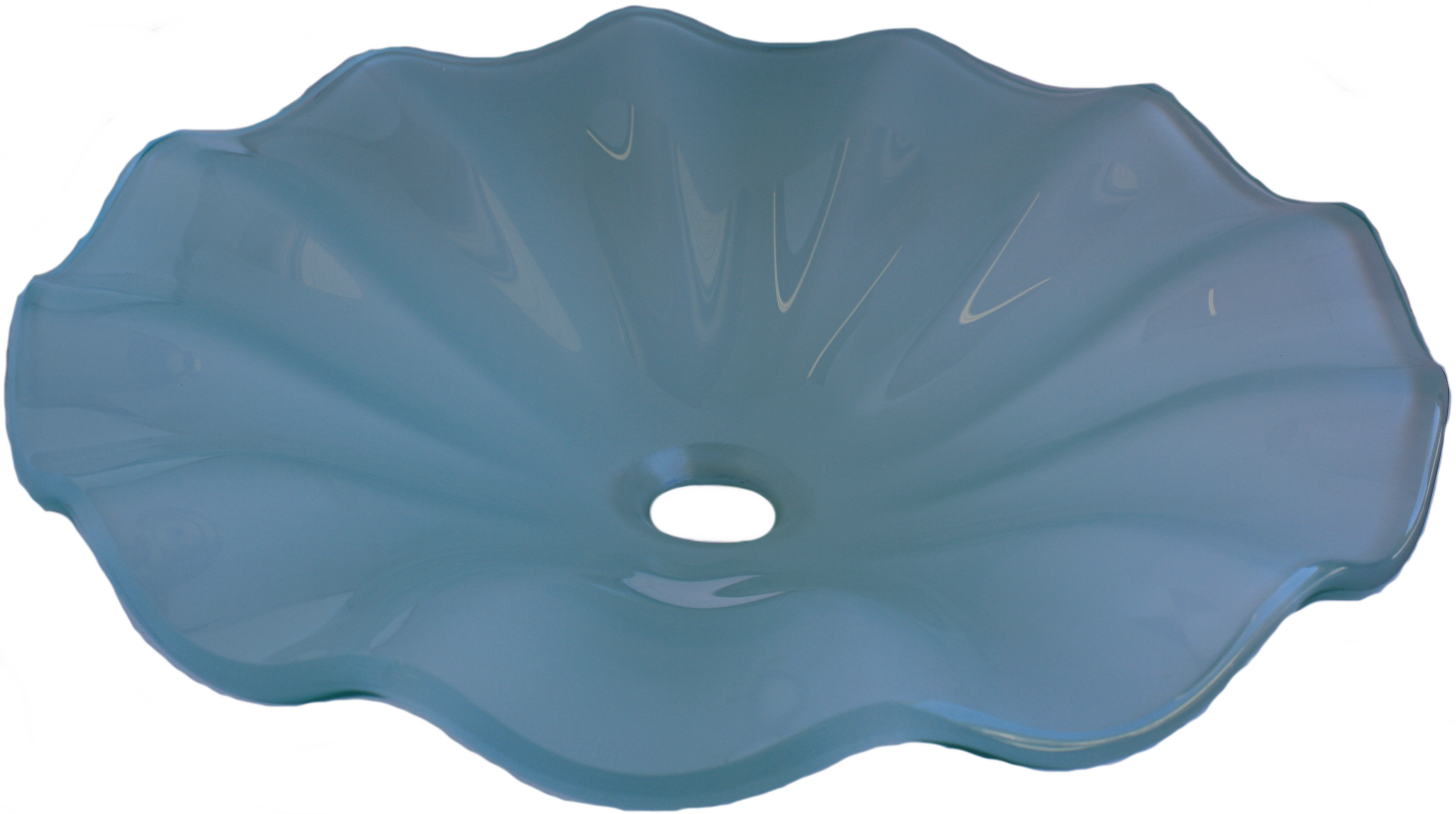 Above Counter Glass Vessel Basin - Scalloped Frosted