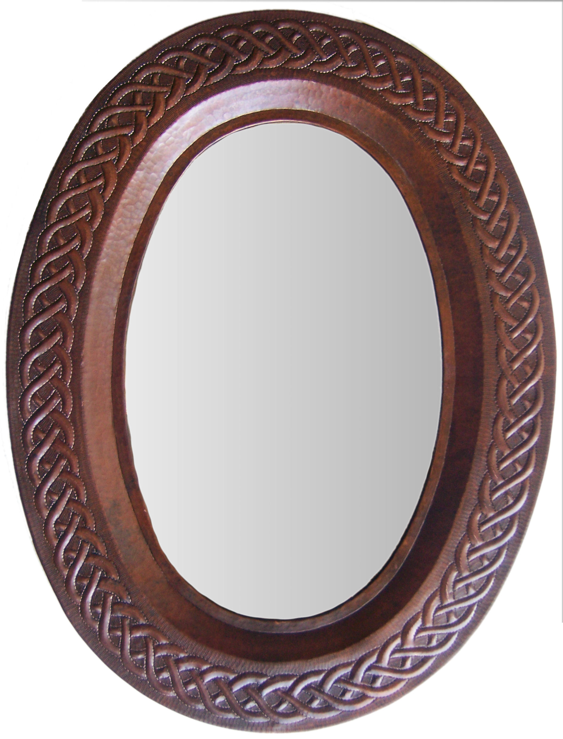 Art Oval Hammered Copper Mirror