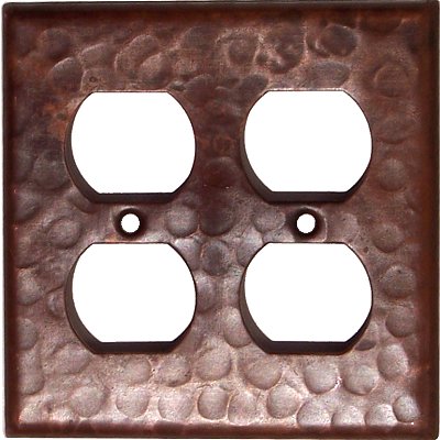 Double Duplex Outlet Hammered Copper Wall Plate