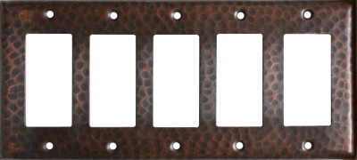 Quintuple Decora Hammered Copper Switch Plate