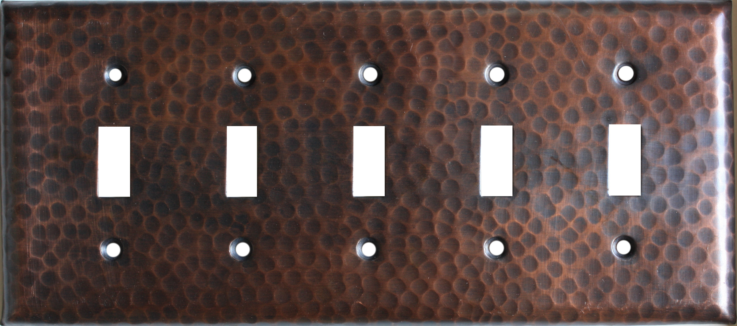 Quintuple Switch Hammered Copper Switch Plate