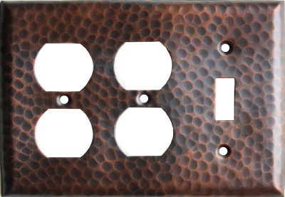 Double Outlet Switch Hammered Copper Plate