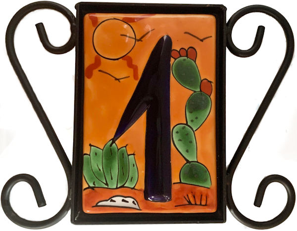 Wrought Iron House Number Frame Desert 1-Tile Close-Up