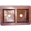 Double Well Farmhouse Hammered Copper Sink