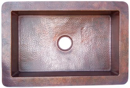 Flat Hammered Copper Kitchen Sink IV