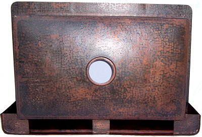 Embossed Farmhouse Hammered Kitchen Copper Sink Details