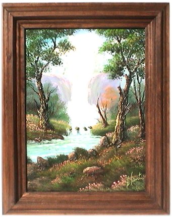 Waterfall. Mexican Oil Painting