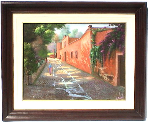 Santa Monica Village. Mexican Fine Oil Painting