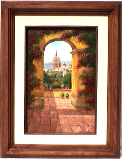 Bougainvillea Arch. Mexican Contemporary Oil Painting