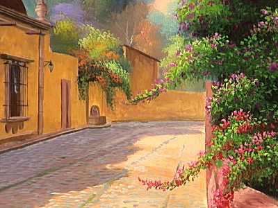 Villa Jacaranda, San Miguel de Allende, Mexico. Contemporary Painting Close-Up
