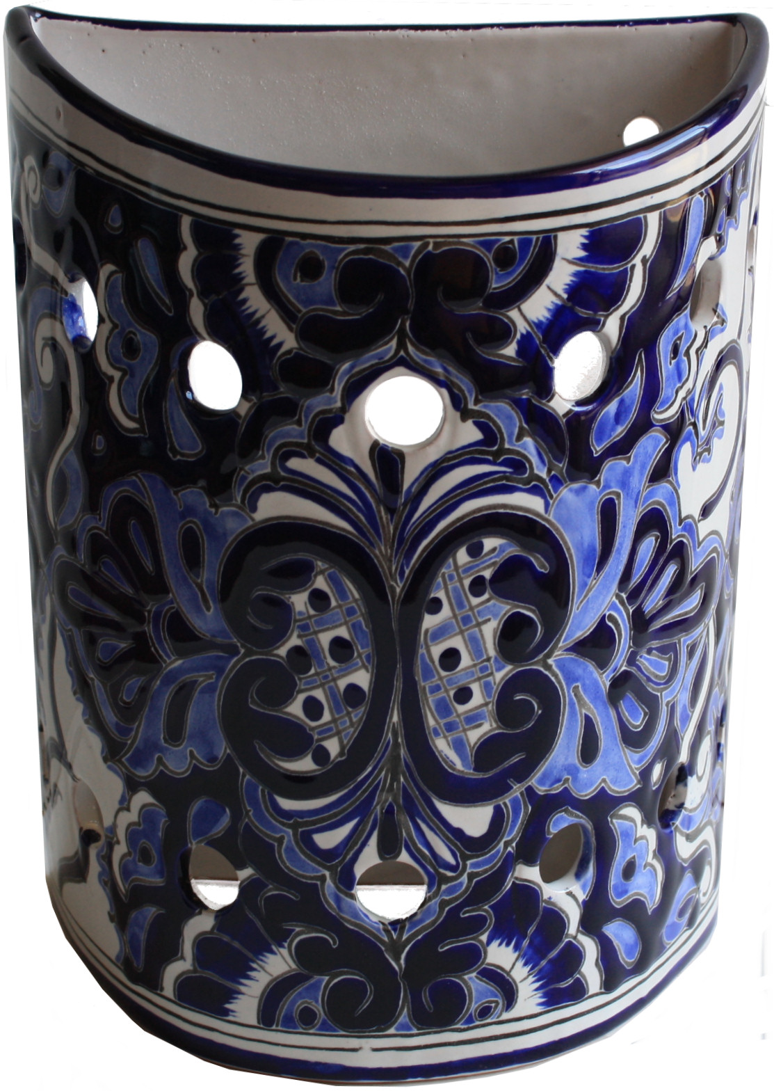 TalaMex Blue Talavera Ceramic Sconce