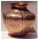 Folk Art Hexagonal Inlay Silver & Copper Vase