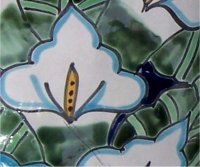 TalaMex Lily Flower Talavera Ceramic Bathroom Set Close-Up