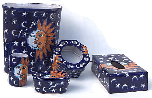 Sun Moon Talavera Ceramic Bathroom Set