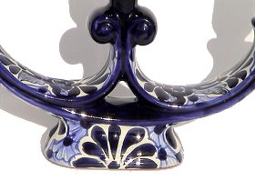 Blue Talavera Candle Holder Close-Up