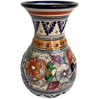 TalaMex Alamo Handmade Colorful Mexican Talavera Flower Vase